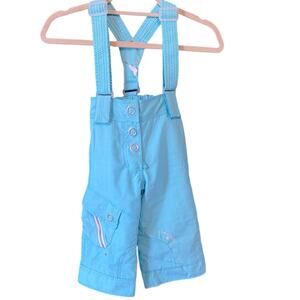 Toddler Snow Pants Overall Bib Size 2T Aqua Blue Silver Star Embellished Winter